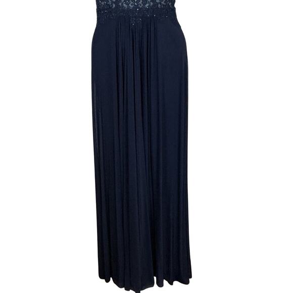 Faviana 8000 Rhinestones Lace Appliqued Long Mesh Deep V-Neck Dress Women 6 NWT - Picture 6 of 14